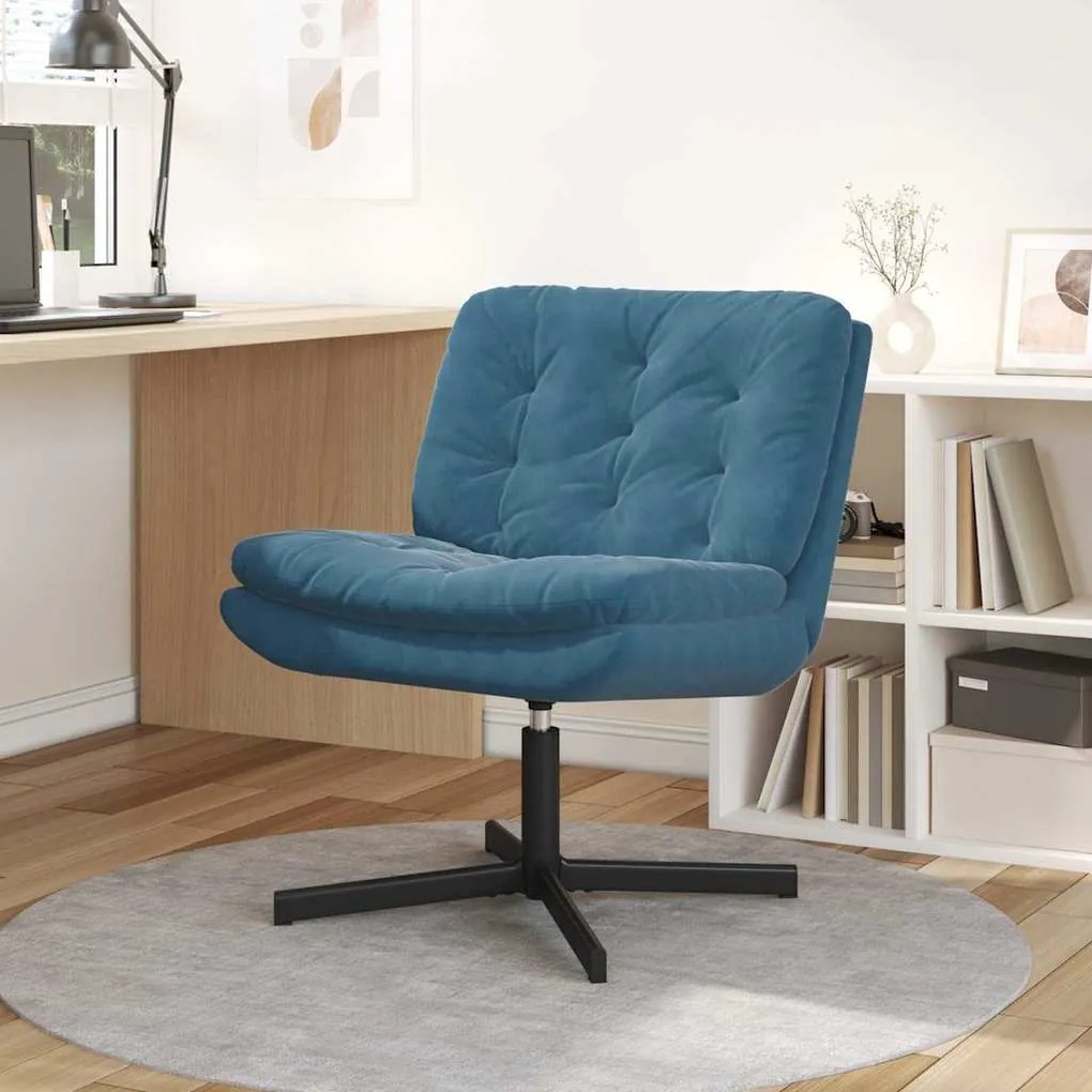 vidaXL Cadeira Relaxante Giratória Azul 63 x 75 x 76 cm Veludo