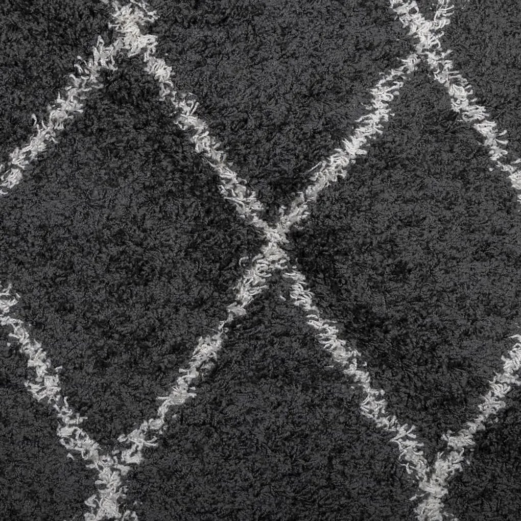 Tapete shaggy de pelo alto PAMPLONA 140x200 cm preto e creme