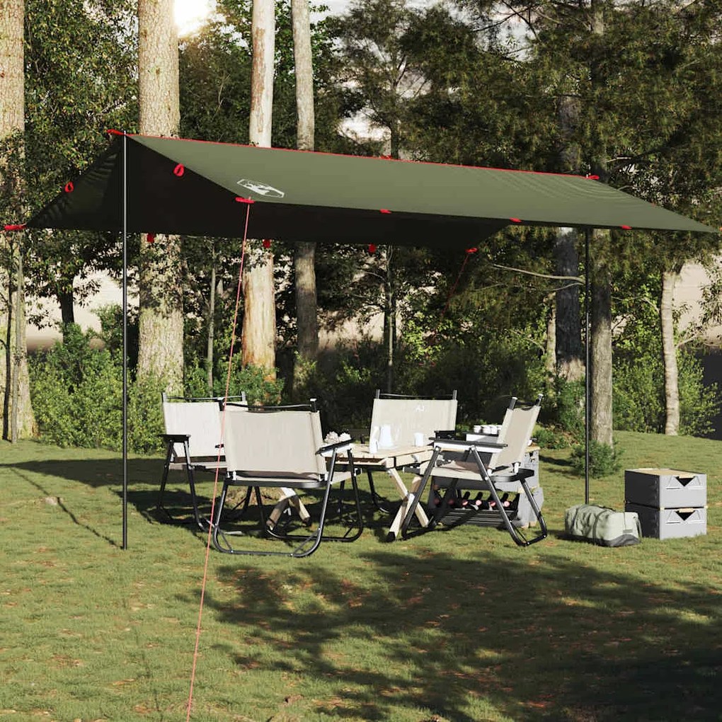 Lona de campismo 506x306 cm impermeável verde azeitona