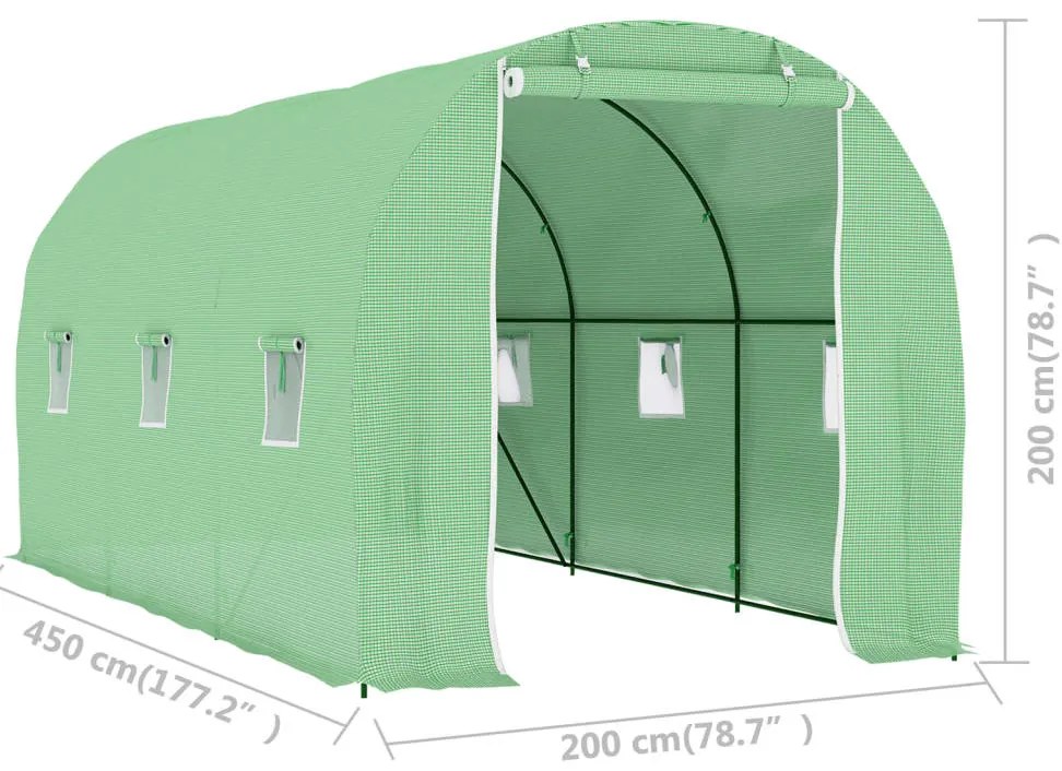 Estufa 9 m² 4,5x2x2 m