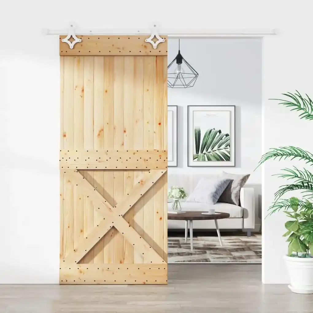 Kit para porta deslizante de madeira em trilho de aço inoxidável - Medidas  2,5x200cm