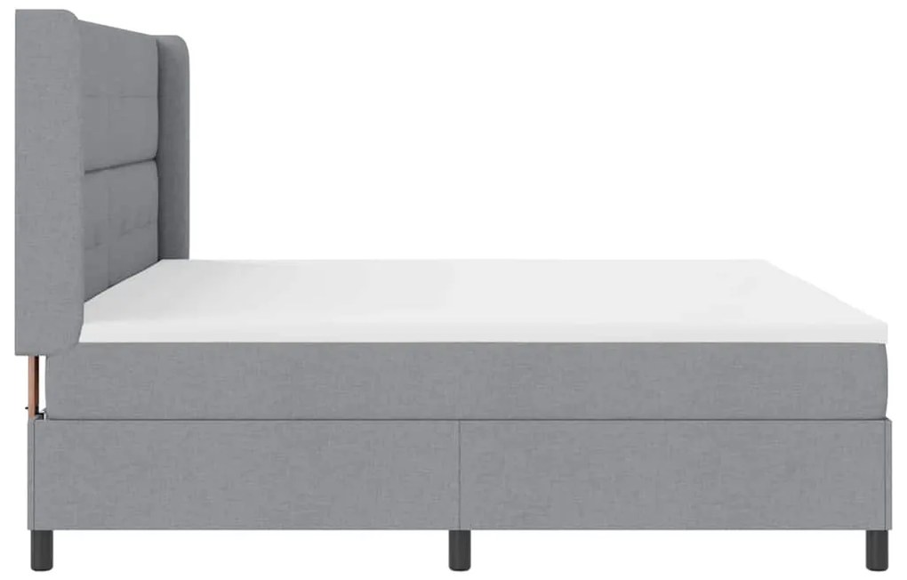 Cama Box com Colchão Cinza Claro 200x200 cm Tecido