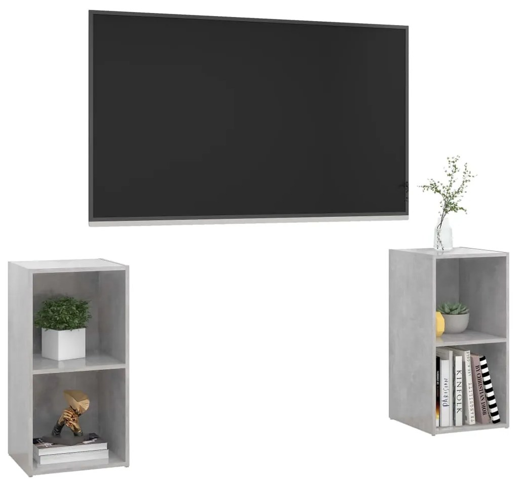 Móveis de TV 2 pcs 72x35x36,5 cm contraplacado cinzento cimento