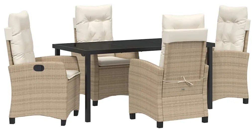 Conjunto de Jantar de Jardim com 5 Peças e Almofadas - Polyrattan Bege