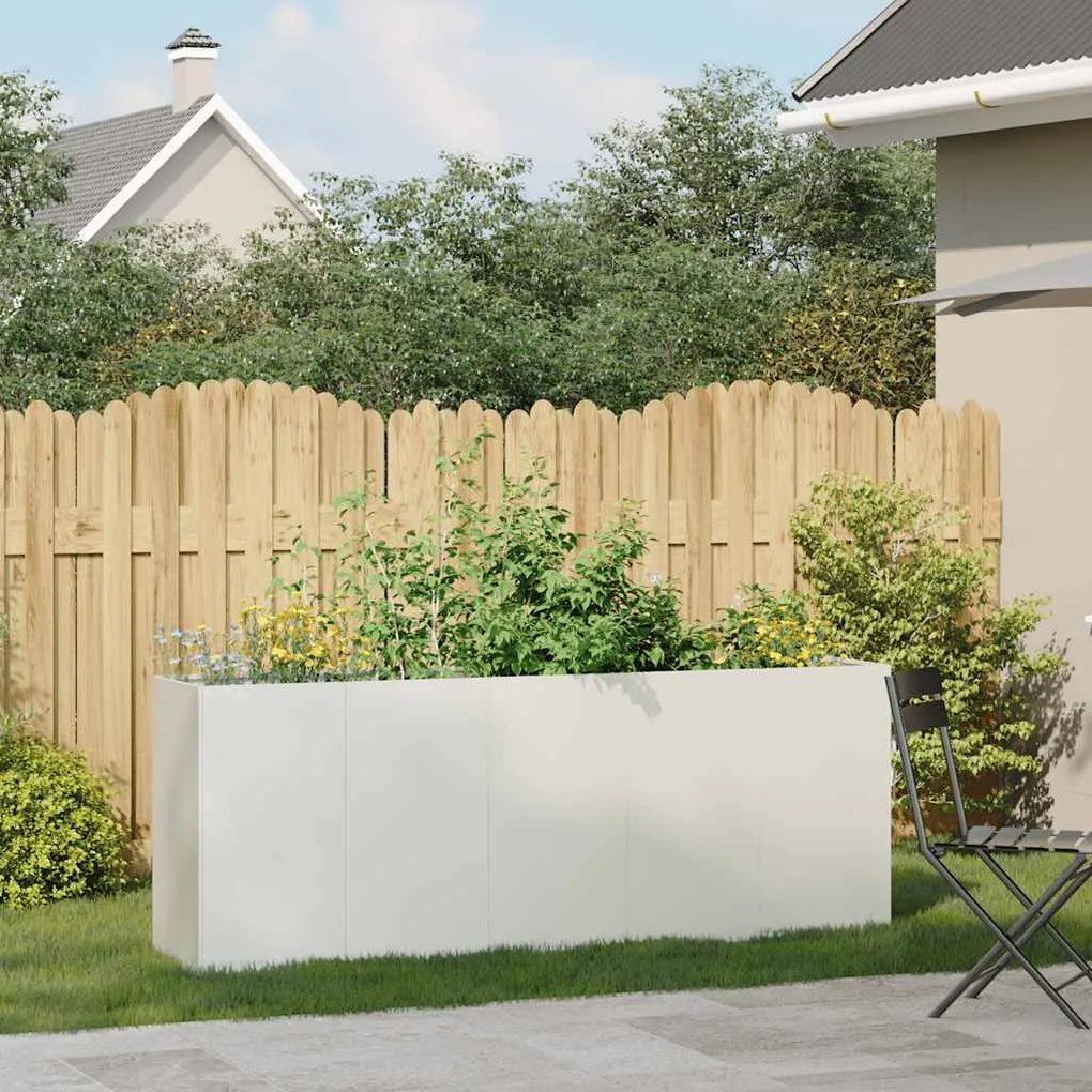 Vaso floreira 200x40x80 cm aço laminado a frio branco