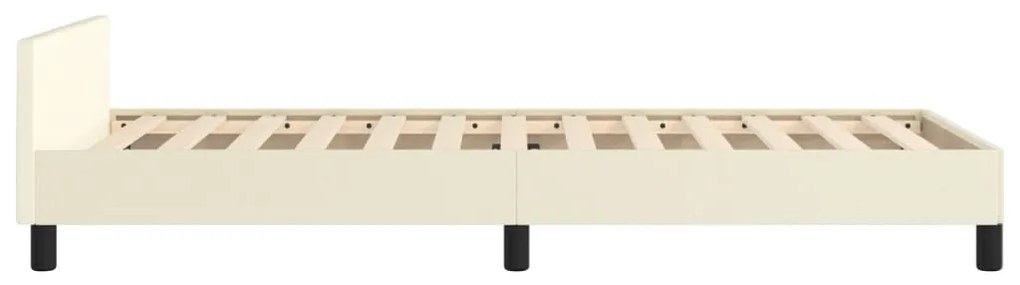 Estrutura de cama c/ cabeceira couro artificial 80x200 cm creme