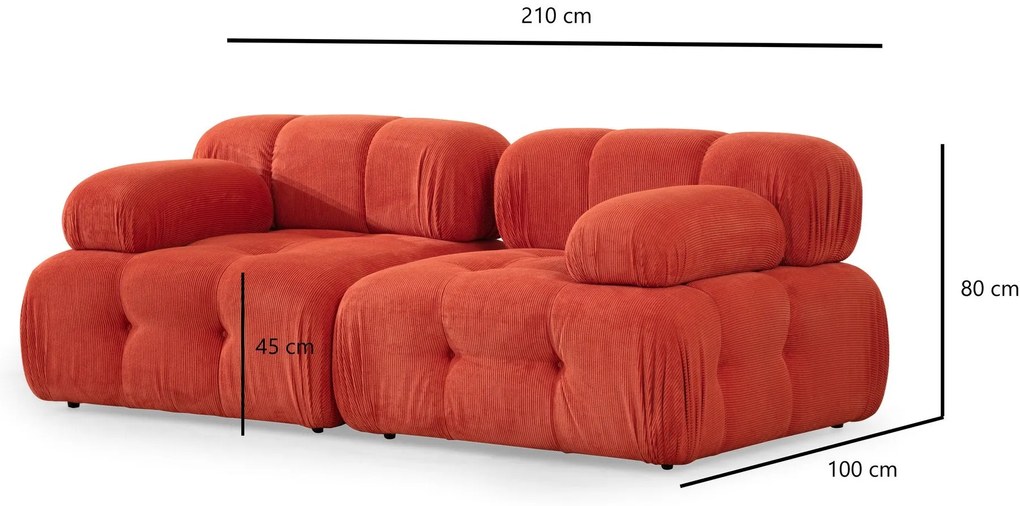 Sofá de 2 Lugares Doblo – Vermelho – 200x100x80 cm