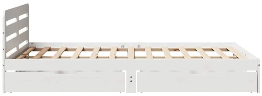Cama sem colchão 140x190 cm madeira de pinho maciça branco