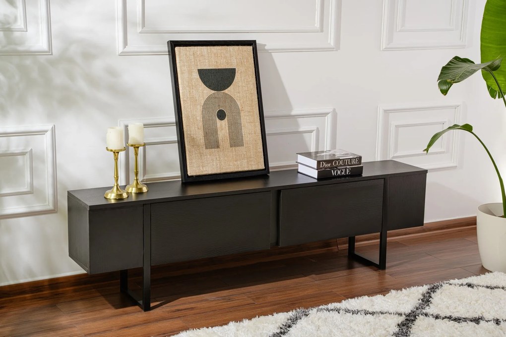 Móvel de TV "Serenity" - 180x50x29,5 cm - Design Moderno - Preto Madei