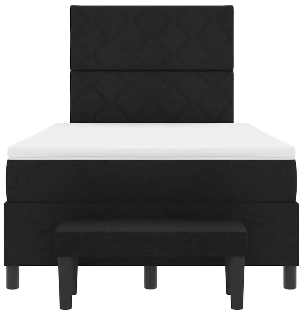 Cama Box com colchão e banco preto 120x200 cm tecido