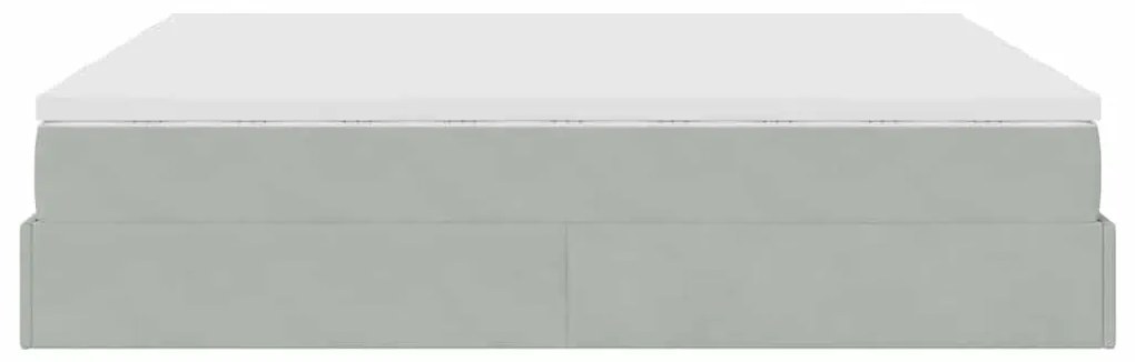 Estrutura cama otomana colchões 160x200cm veludo cinzento claro