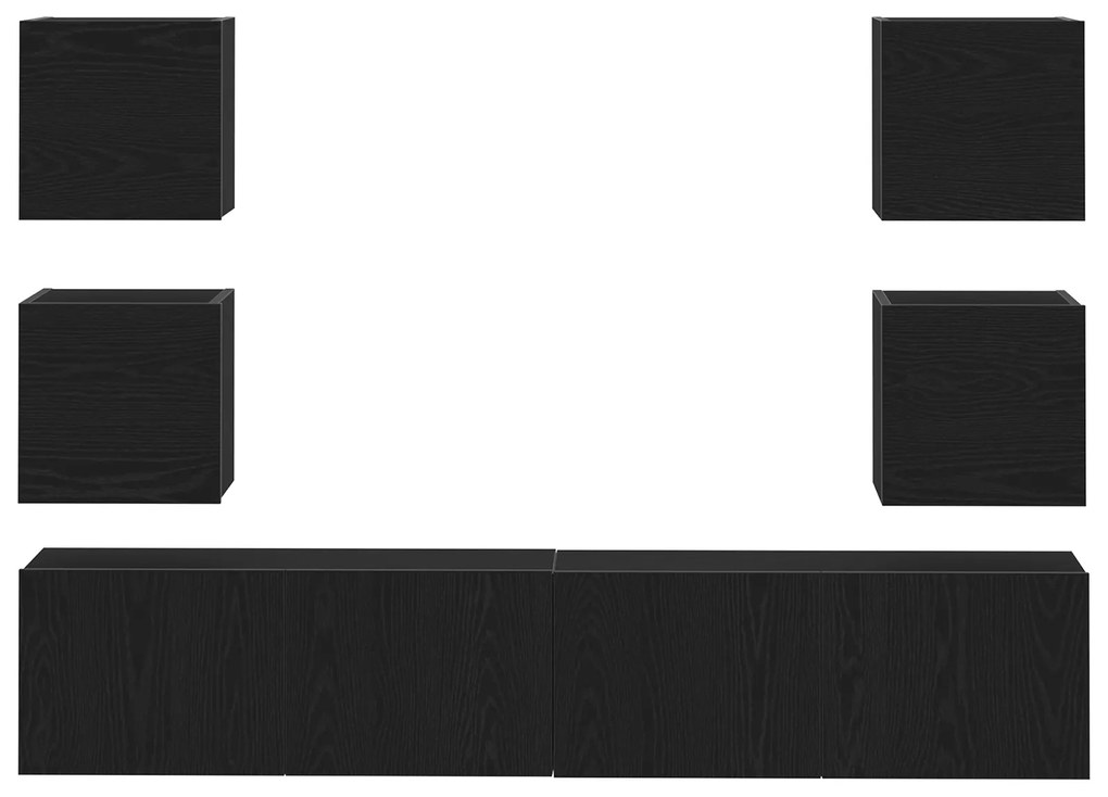 Conjunto de Gabinete para TV de 6 Peças em Carvalho Preto e Madeira En