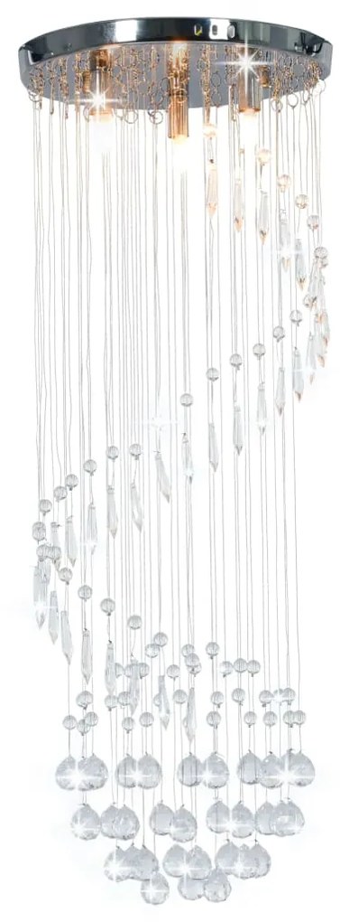 vidaXL Candeeiro de teto com contas de cristal G9 espiral prateado