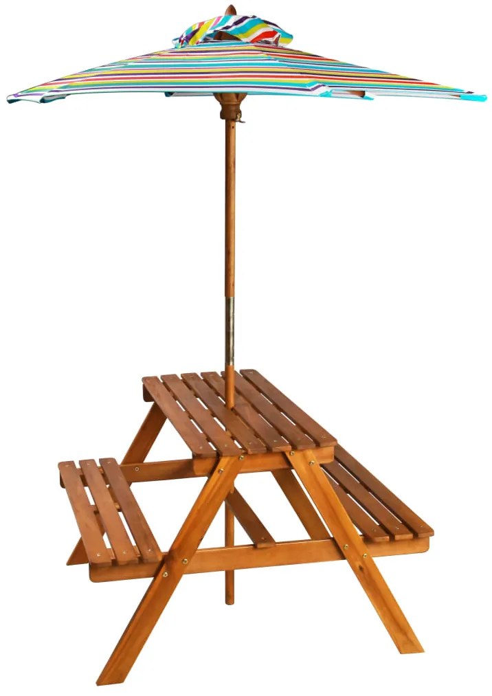 Mesa de piquenique com guarda-sol 79x90x60 cm acácia maciça
