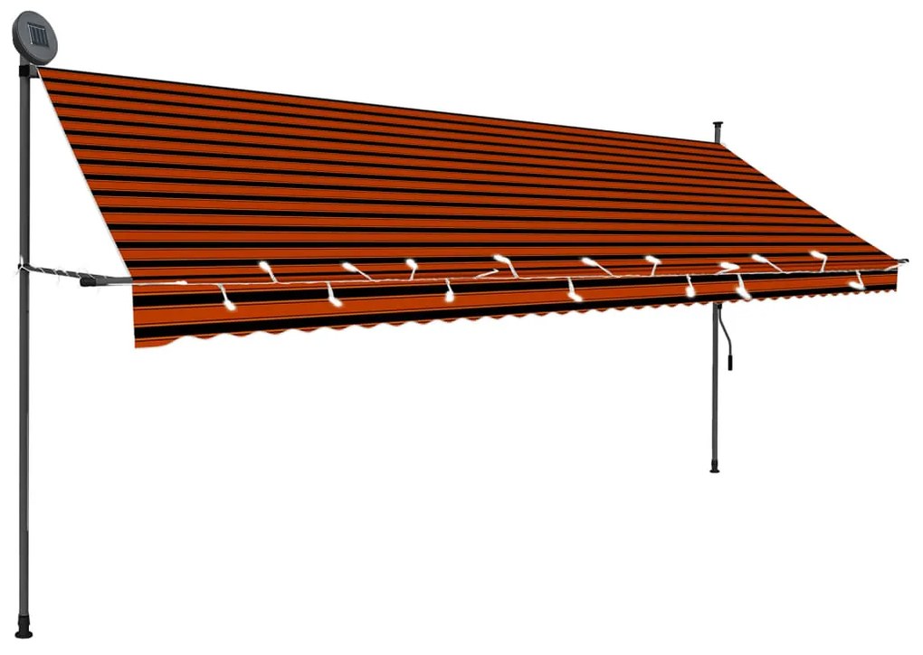 Toldo retrátil manual com LED 400 cm laranja e castanho