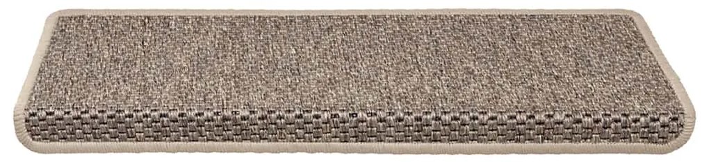 Tapetes escada adesivos aspeto sisal 15pcs 65x21x4 bege-escuro