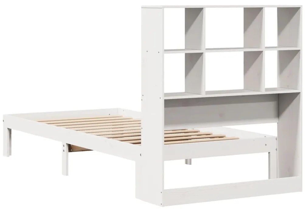 Cama com estante sem colchão 90x190 cm pinho maciço branco