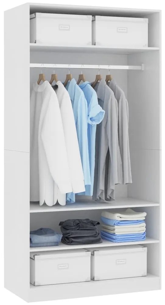 Roupeiro 100x50x200 cm derivados de madeira branco