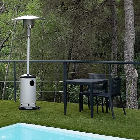 Aquecedores a gás para exteriores ReadyWarm 8800 Outdoor Microclimate 14000 W, gás butano ou propano, forma de cogumelo, termostato, aço, rodas, cober