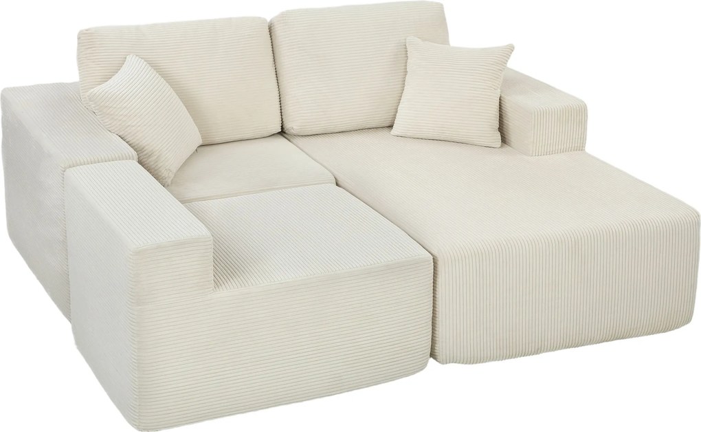Sofá de canto modular 2 em 1,267 C x 168 L x 85 A cm (forma de L), 192 C x 168 L x 85 A cm (cama), sofá-cama de 3 lugares em veludo canelado, assento