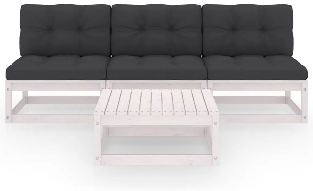 4 pcs conjunto lounge de jardim com almofadões pinho maciço