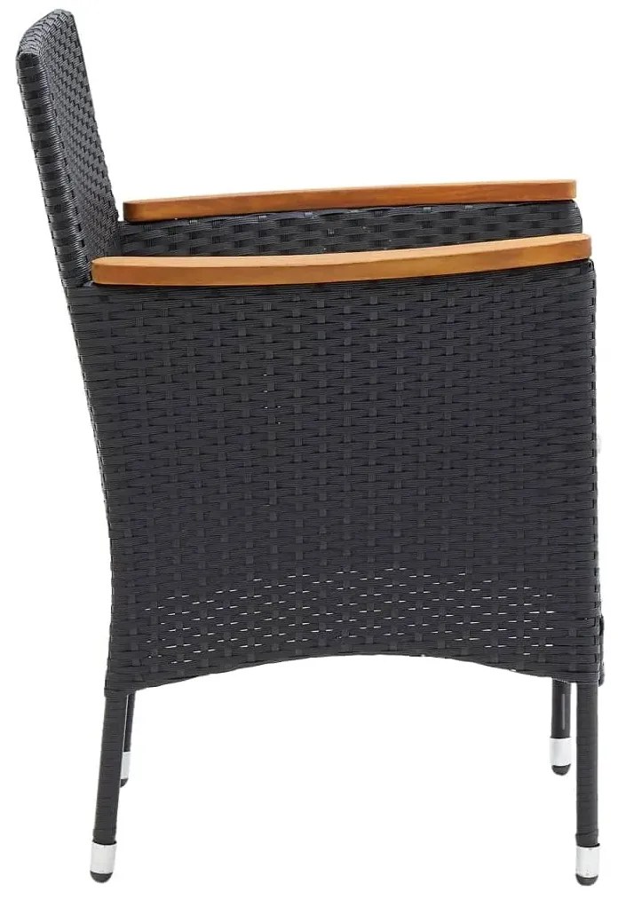 5 pcs conjunto de jantar p/ jardim c/ almofadões preto