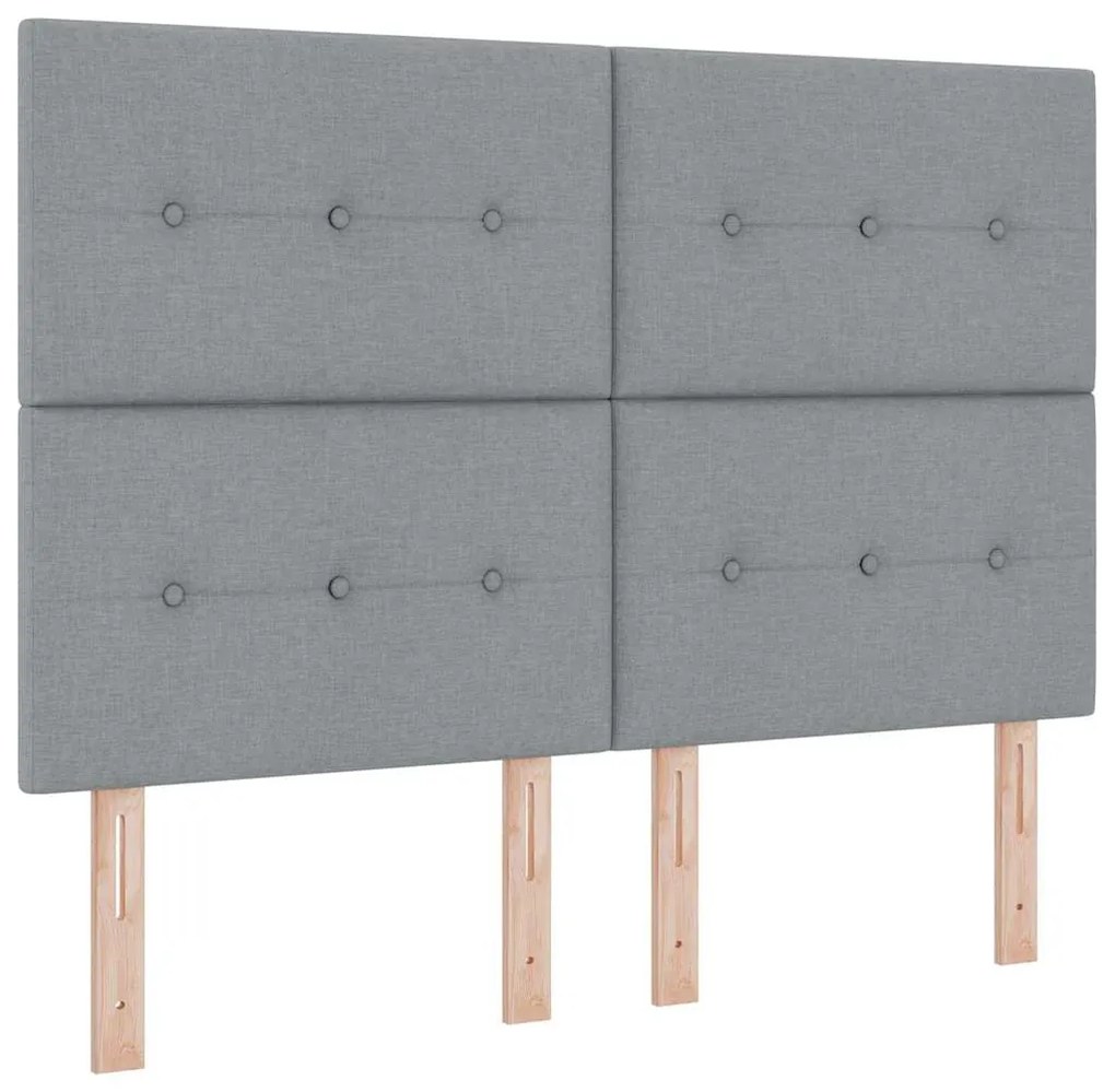 Cama com Estrutura Box Spring e Colchão &amp; Luz LED Cinzento Claro 140x2