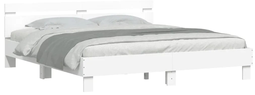 Estrutura cama c/ cabeceira e luzes LED 180x200 cm branco