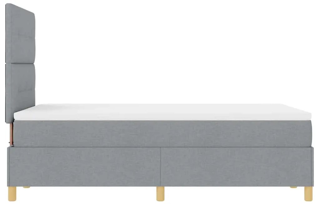 Cama Box Spring com Colchão Cinza Claro Pequena de Casal Tecido