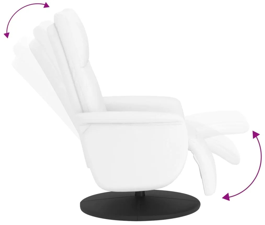 Cadeira reclinável com apoio de pés couro artificial branco