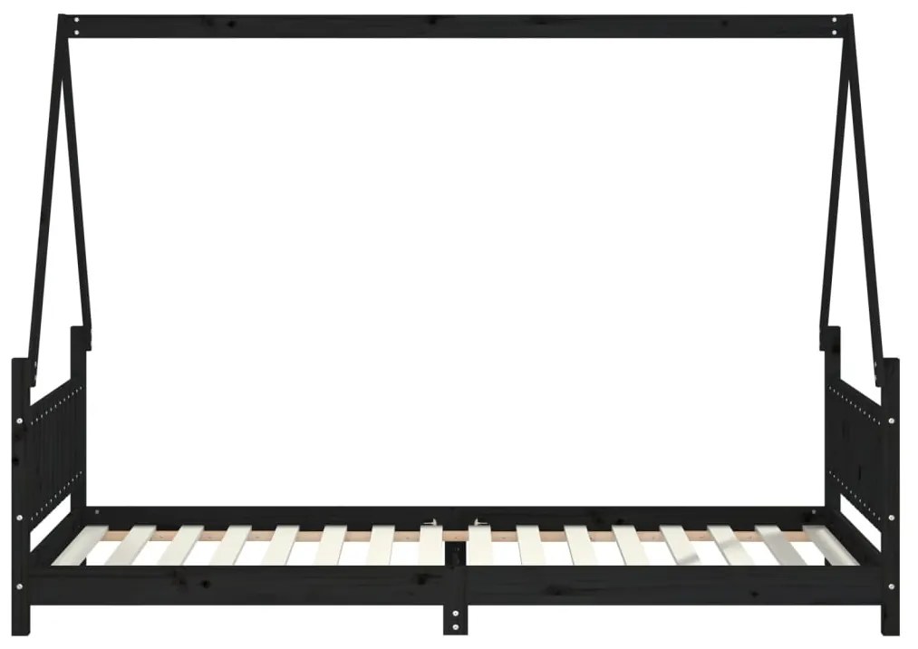 Estrutura de cama infantil 90x200 cm pinho maciço preto