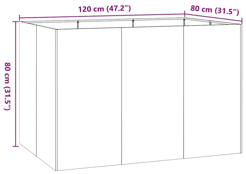 Planter 120x80x80 cm aço galvanizado