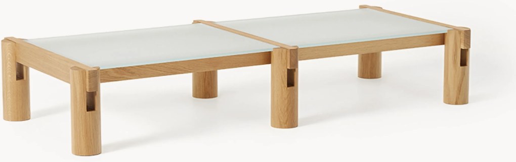Mesa de centro em madeira de carvalho com tampo de vidro Rory, L 166 cm