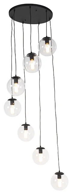 Candeeiro de suspensão Art Deco preto 7 luzes - Pallon Art Deco