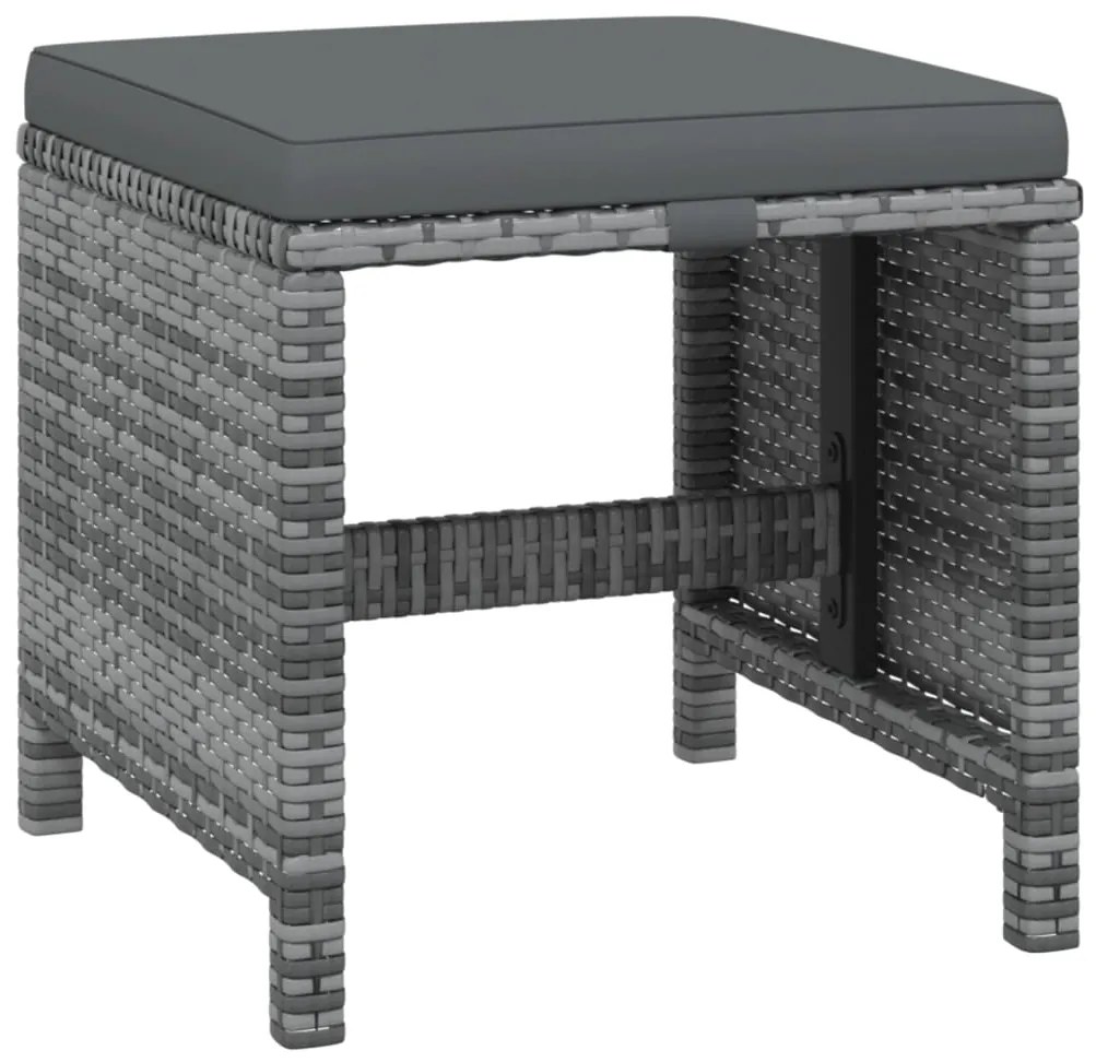 9 pcs conjunto jantar p/ jardim c/ almofadões vime PE cinzento