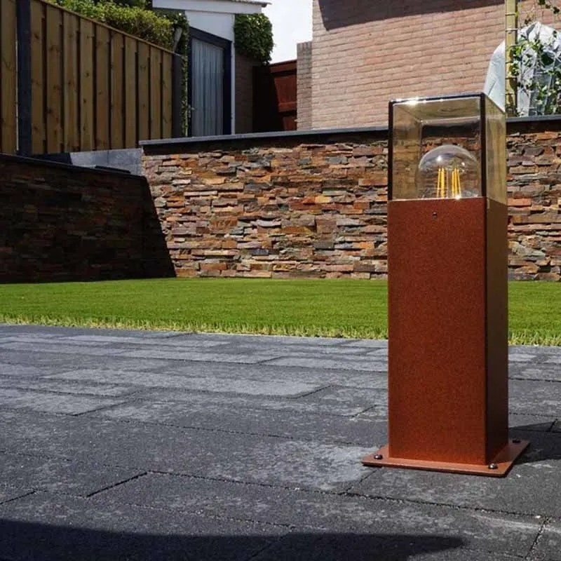 Candeeiro de pé exterior industrial castanho ferrugem 30 cm IP44 - Denmark