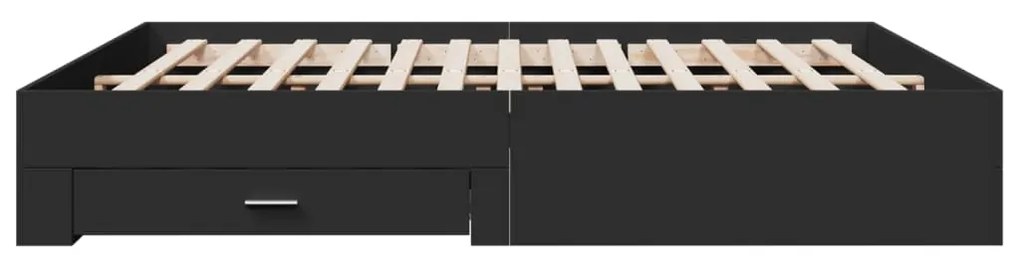 Estrutura de cama c/ gavetas 200x200 cm derivados madeira preto
