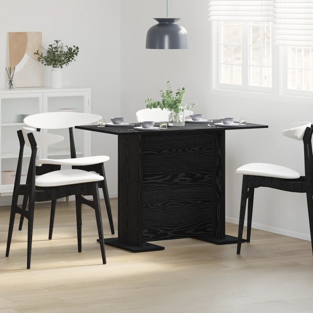 Mesa de Jantar vidaXL Preto Carvalho 110x60x75 cm Madeira Ingenheirada