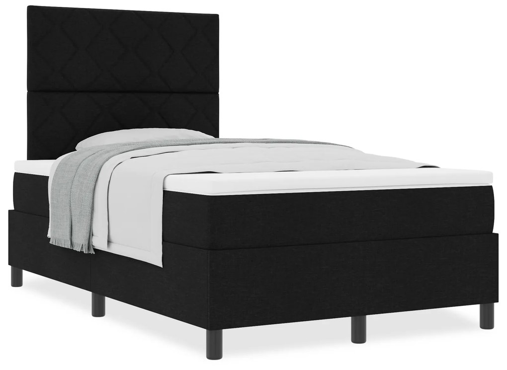 Cama Box Spring com Colchão Preto em Tecido