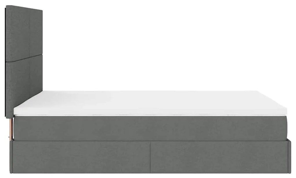 Estrutura de cama otomana com colchão 140x190cm cinzento escuro