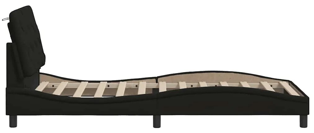 Estrutura de cama com LED sem colchão 90x200 cm tecido preto