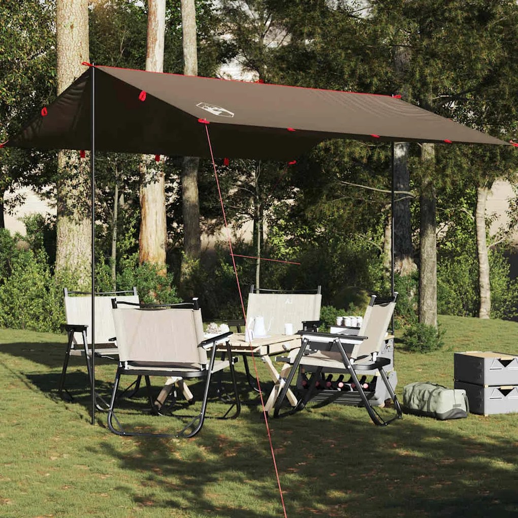 Lona de campismo 306x306 cm impermeável castanho
