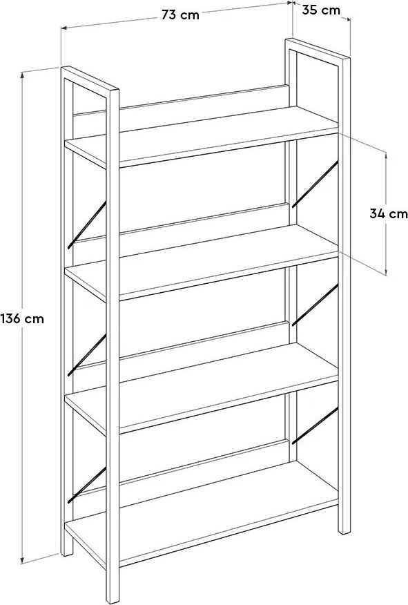 Estante "Arbor" - Nogueira - 73x136x35cm - Design Moderno