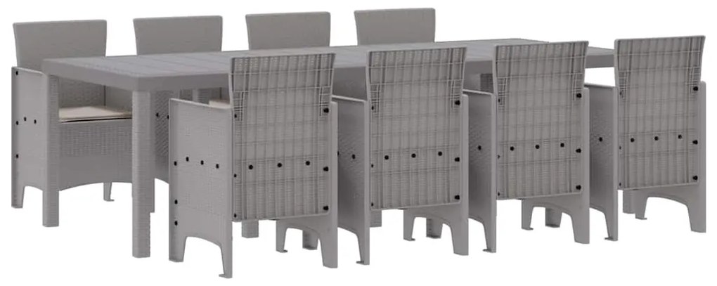 Conjunto de Jantar ao Ar Livre 9 pcs Branco 250 x 100 x 73 cm