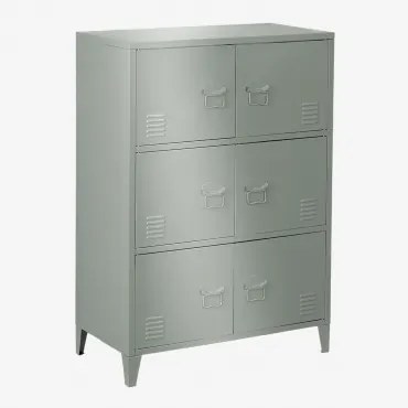 Cajonete Armário De 6 Portas 80x40 Cm Em Aço Pohpli Verde Cáqui - Sklum