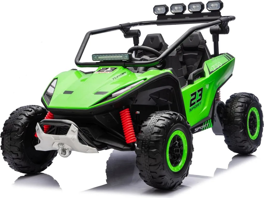 Buggy elétrico para Crianças 24V, 4x200W, 2 lugares TURBO 23, Rodas Espuma EVA, Assento Couro ecológico Verde