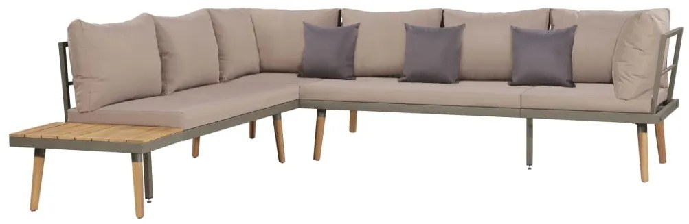 4 pcs conj. lounge jardim c/ almofadões acácia maciça castanho