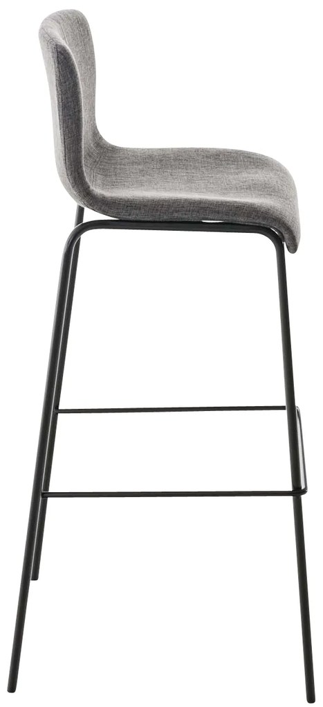 Conjunto de 2 bancos de bar Hoover em tecido e com estrutura preta 43 x 100 x 48 cm Cinzento