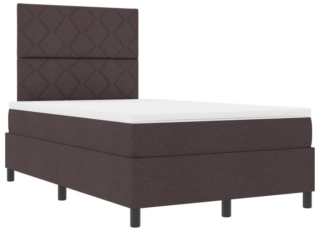 Cama Box com Colchão & LED Castanha Escura 120x200 cm Tecido