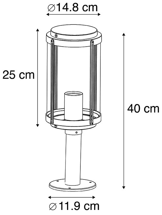 Coluna design preta 40cm IP44 - SCHIEDAM Design